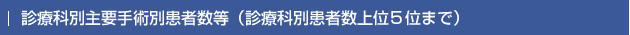 診療科別主要手術別患者数等